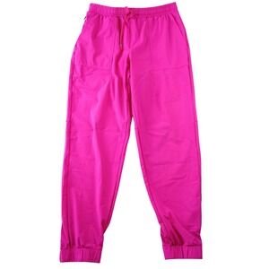 Womens Hot Pink Performance Jogger Pants Drawstring Elastic Waist Utility Pocket